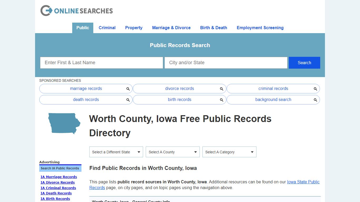 Worth County, Iowa Public Records Directory