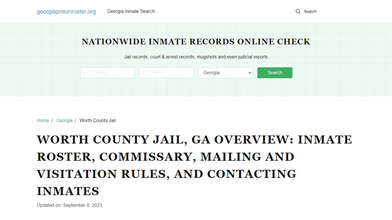 Worth County Jail, GA: Inmate Search, Visitation & Contact Info