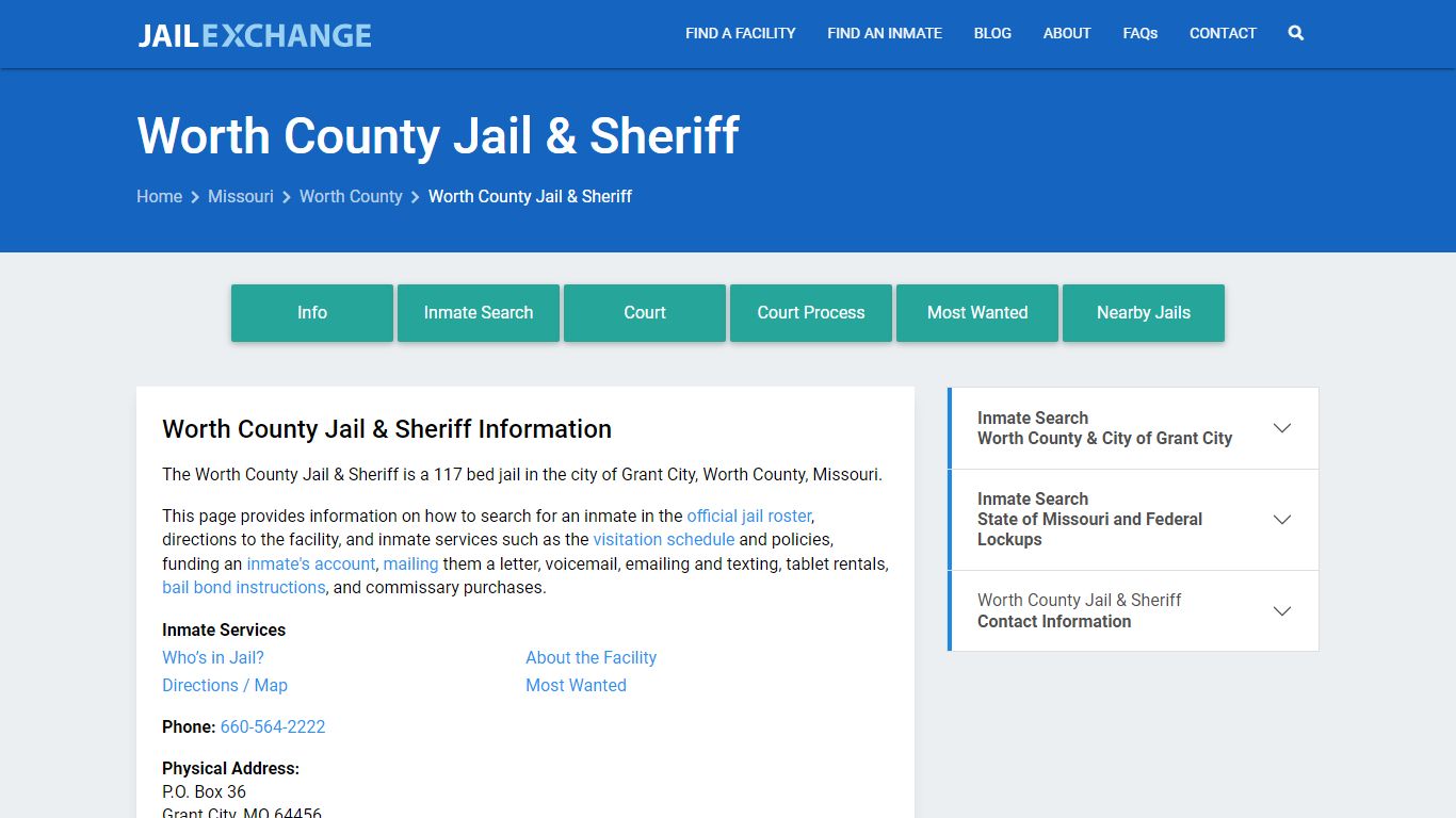 Worth County Jail & Sheriff, MO Inmate Search, Information